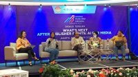 Ketua Dewan Pers, Ninik Rahayu saat mengikuti diskusi terbuka dengan tema "What's Next After Publisher's Right: AI For Media" yang digelar Asosiasi Media Siber Indonesia (AMSI), pada 24 November 2023 di Hotel Ashley Wahid Hasyim, Jakarta.