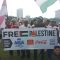 Demonstrasi akbar solidaritas Palestina di Monumen Nasional, Jakarta, pada Minggu (5/11) pagi ikut membawa pesan perlawanan ekonomi pada Israel dan produk-produk perusahaan multinasional