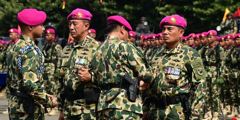 Kepala Staf Angkatan Laut (KSAL) Laksamana TNI Muhammad Ali memimpin serah terima jabatan Dankormar, di Bhumi Marinir, Cilandak, Jakarta/Ist
