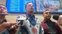 Ketua Bappilu Partai Gerindra Jawa Barat Aries Marsudiyanto dan Sekjen DPP Partai Gerindra Ahmad Muzani dalam konsolidasi di Jakarta, Senin (20/11/2023). (Sanya Dinda)