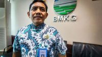 Kepala Pusat Gempa Bumi dan Tsunami Badan Meteorologi, Klimatologi, dan Geofisika (BMKG) Daryono ditemui usai acara dialog di BMKG, Jakarta, Jumat (3/11/2023). (Erlangga Bregas Prakoso)
