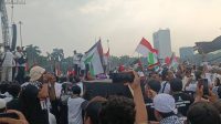Suasana di kawasan Monas saat aksi bela rakyat Palestina Minggu (5/11/2023). (Ilham Kausar)