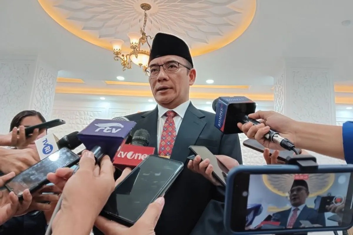Ketua Komisi Pemilihan Umum (KPU) Hasyim Asy’ari memberikan keterangan, di Kantor KPU, Jakarta, Selasa (7/11/2023). (Rina Nur Anggraini.)