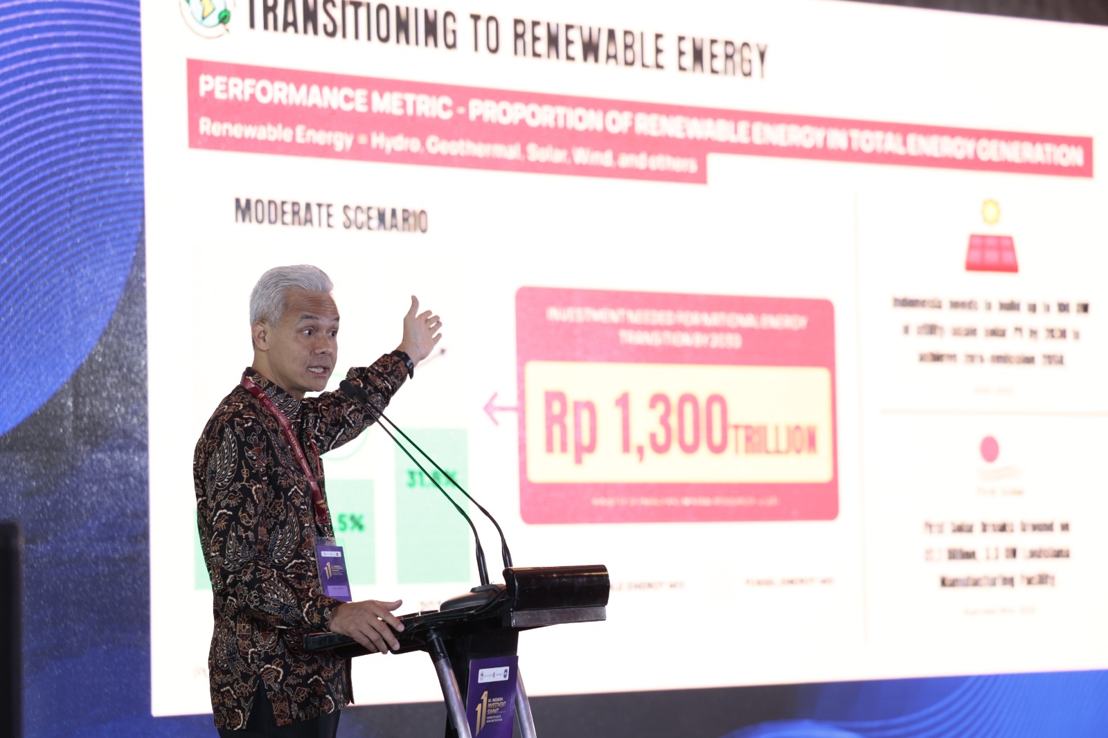 BERI SOLUSI: Ganjar Pranowo menghadiri acara US-Indonesia Investment Summit ke-11 yang diselenggarakan AmCham Indonesia dan US Chamber of Commerce di Jakarta, Selasa (24/10). (Foto: Tim Media Ganjar Pranowo)