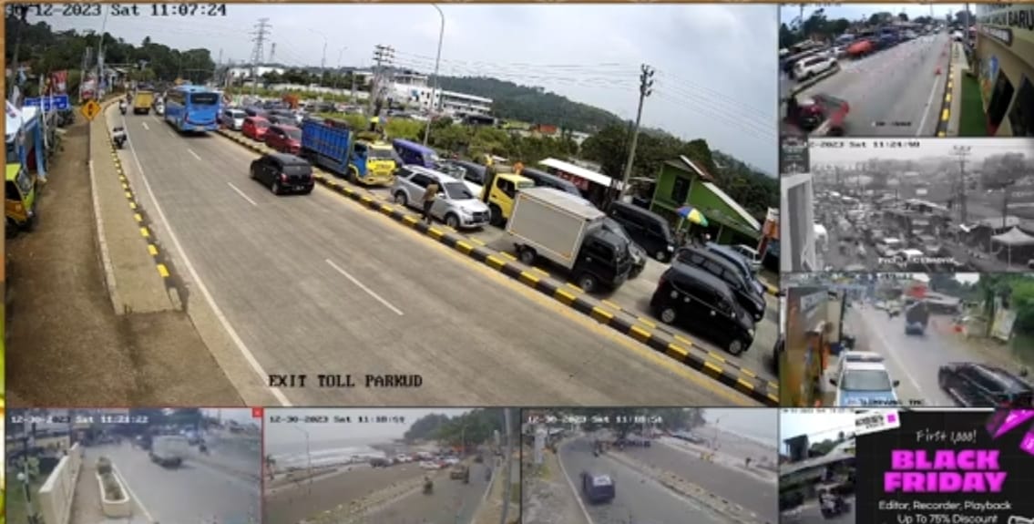 LANCAR : Pantauan CCTV dibeberapa lokasi jalan yang di Pasang Polres Sukabumi terpantau lancar tidak terjadi kepadatan pengendara. (foto : tangkapan layar)