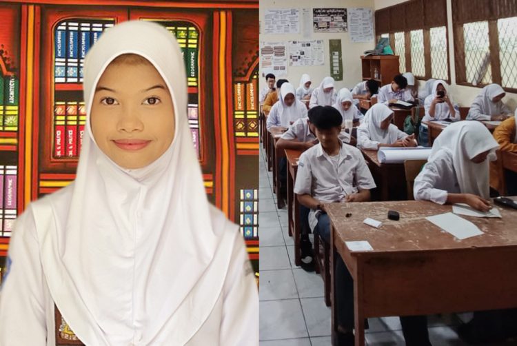BANGGA : Nafiisa Ashiilah siswi MAN 1 Kota Sukabumi meraih medali emas pada Kejuaraan Kompetisi Phytagoras Science Olympiad SMA/MA Tingkat Nasional 2023. (widi/radarsukabumi)