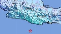 Peta titik gempa yang terjadi di selatan Jawa Barat pada Kamis pagi (28/12/2023). (BMKG)