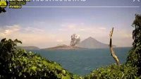 Gunung anak Krakatau dari cctv PVMBG. (PVMBG)