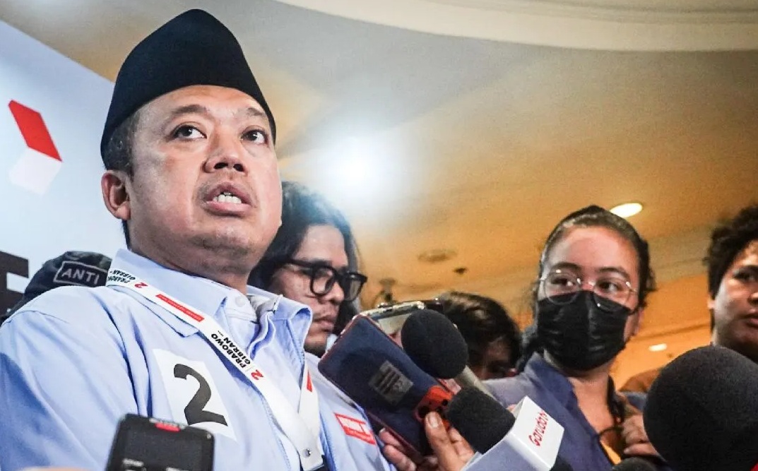 Sekretaris Tim Kampanye Nasional (TKN) Prabowo-Gibran, Nusron Wahid menyampaikan keterangan pers dalam acara Rakornas TKN dan TKD Prabowo-Gibran di Jakarta (1/12/2023). (Aprillio Abdullah Akbar)