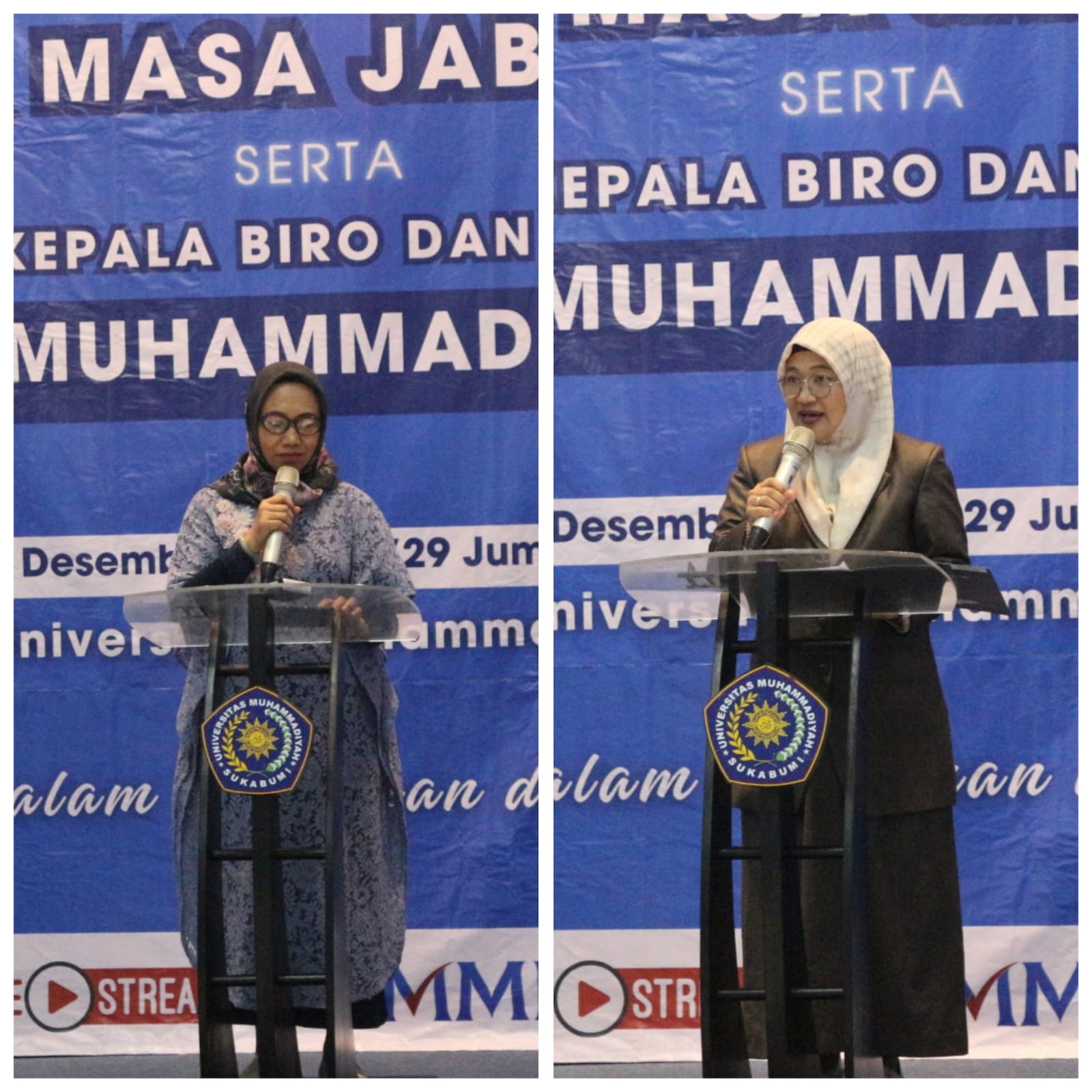 TEGAS: (ki-ka) anggota Majelis DIKTILITBANG. Dr. Ir. Paristiyanti Nurwadani., M.P., dan Rektor UMMI Dr. Reny Sukmawani., M.P., memberikan sambutan.
