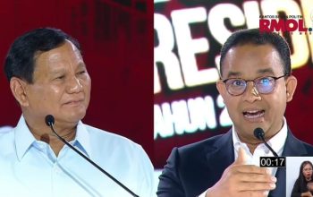 Debat capres antara nomor urut 1 Anies Baswedan dan capres nomor urut 2 Prabowo Subianto