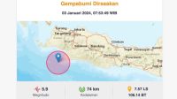 Gempa bumi di Banten, Rabu, 3 Januari 2024/Repro