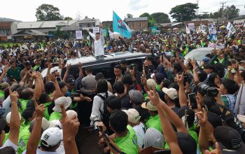 KAMPANYE AKBAR : Cawapres nomor urut 1 Muhaimin Iskandar atau Cak Imin tiba di Sukabumi, untuk melaksanakan agenda kampanye akbar di Lapangan Padjajaran Cibadak, Senin(.22/01/2024).