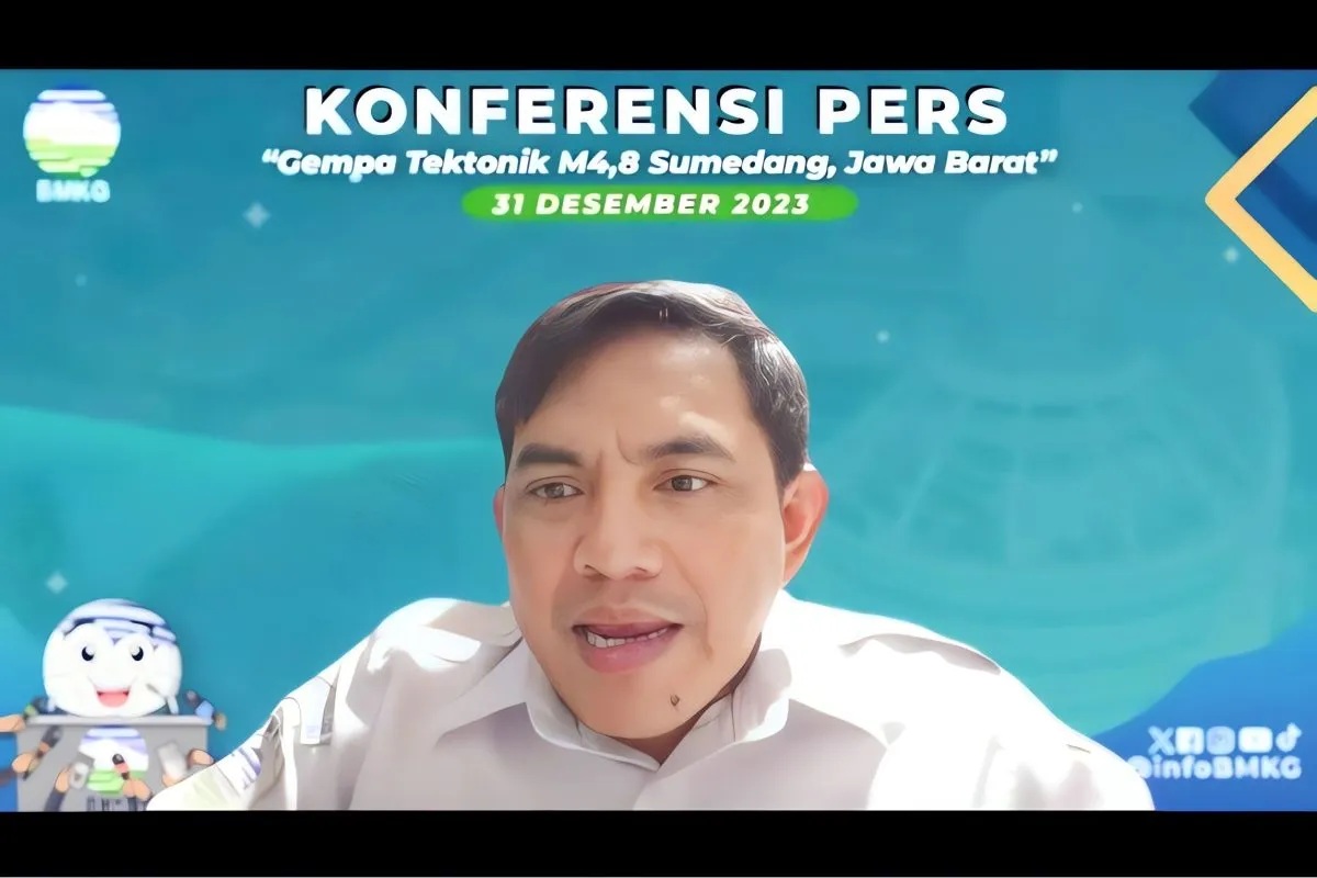 Kepala Pusat Gempa Bumi dan Tsunami Badan Meteorologi, Klimatologi, dan Geofisika (BMKG) Daryono saat memberikan paparan di Jakarta, Senin, (1/1/2024). (BMKG)