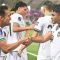 Pesepak bola Timnas Indonesia Asnawi Mangkualam (kanan) berselebrasi bersama Egy Maulana Vikri usai mencetak gol ke gawang Vietnam pada laga kedua penyisihan grup D Piala Asia 2023 di Stadion Abdullah Bin Khalifah, Doha, Qatar, Jumat (19/1/2024). Indonesia berhasil mengalahkan Vietnam dengan skor 1-0 melalui gol penalti Asnawi Mangkualam. (Yusran Uccang)