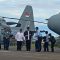 Presiden Joko Widodo (memakai jaket) dalam acara penyerahan Pesawat C-130J-30 Super Hercules di Lanud Halim Perdanakusuma, Jakarta, Rabu (24/1/2024). (Rangga Pandu)