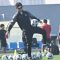 Pelatih Timnas Indonesia Shin Tae-yong menyiapkan bola saat latihan di Lapangan Al Egla 2, Lusail, Qatar, Selasa (23/1/2024). (Yusran Uccang)