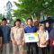 Badan Amil Zakat Nasional (BAZNAS) Kabupaten Sukabumi salurkan bantuan modal usaha kepada puluhan pelaku usaha kecil menengah (UKM) pedagang kaki lima (PKL) binaan Baznas di Kompleks GOR, Desa Sukamanah, Kecamatan Cisaat, Jumat (10/11/2023).