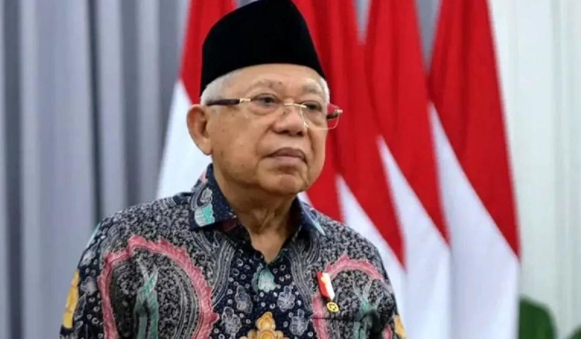 Wakil Presiden (Wapres) K.H. Ma’ruf Amin saat menyampaikan keterangan melalui tayangan video yang diunggah pada kanal Youtube Wapres, Sabtu (10/2/2024). (BPMI Setwapres)