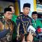 Presiden Joko Widodo menyampaikan keterangan pers usai menghadiri Kongres XVI GP Ansor di Pelabuhan Tanjung Priok, Jakarta, pada Jumat (2/2/2024). (Andi Firdaus)