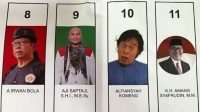 Foto lucu Komeng di surat suara DPD pada Pemilu 2024.
