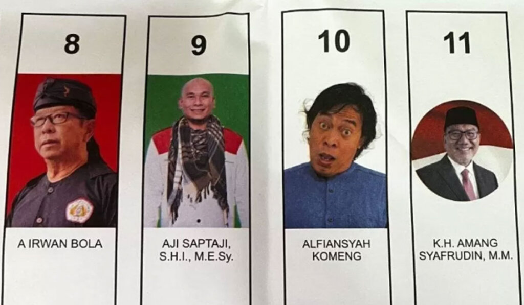 Foto lucu Komeng di surat suara DPD pada Pemilu 2024.