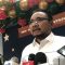 Menteri Agama Yaqut Cholil Qoumas saat menjawab pertanyaan media di Jakarta, Jumat. (Putri Hanifa)