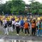 OLAHRAGA BERSAMA : Suasana jajaran forkompimda olahraga bersama di lapang alun alun Palabuhanratu, Kabupaten Sukabumi.