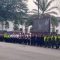 Situasi Apel Pergeseran Pasukan dan Patroli Gabungan untuk pengamanan Pemilu 2024 tingkat Jawa Barat di depan Gedung Sate Bandung, Senin (12/2/2024). (Ricky Prayoga)