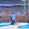 Calon Presiden Nomor Urut 2 Prabowo Subianto memberikan pidato di hadapan pendukungnya di Stadion Utama Gelora Bung Karno(SUGBK), Senayan, Jakarta, Sabtu
