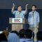 Sejumlah pendukung Prabowo Gibran mendengarkan pidato dari pasangan calon presiden dan calon wakil presiden nomor urut 2 Prabowo Subianto-Gibran Rakabuming Raka saat acara pemantauan hasil hitung cepat di Istora Senayan, Jakarta, Rabu (14/2/2024). (Dokumentasi Pribadi)