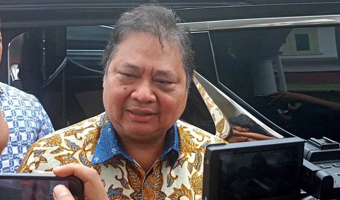 Ketua Umum Partai Golkar sekaligus Menko Perekonomian Airlangga Hartarto di Jakarta, Senin (26/2/2024). (Rangga Pandu Asmara Jingga)