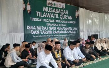 SERIUS : Suasana saat jajaran forkompimcam Palabuhanratu membuka acara MTQ di alun alun.