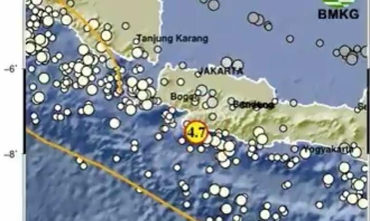 Sore ini wilayah Sukabumi kembali digoyang gempa berkekuatan 4,7 Magnitudo, Sabtu (02/03/2024).