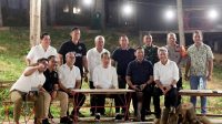 Presiden Joko Widodo bersama para menteri dan Panglima TNI Jenderal TNI Agus Subiyanto menikmati malam di IKN, Kalimantan Timur, Kamis (29/2/2024). (BPMI Setpres)