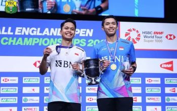 PENANTIAN PANJANG: Setelah 30 tahun menanti, akhirnya tunggal putra Indonesia kembali menjadi juara di All England 2024. Bahkan dengan torehan yang sama, menciptakan all Indonesian final. (PBSI)