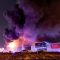 Kobaran api akibat serangan bersenjata di Gedung Konser Moskow. (Maxime Shemetov/Reuters)