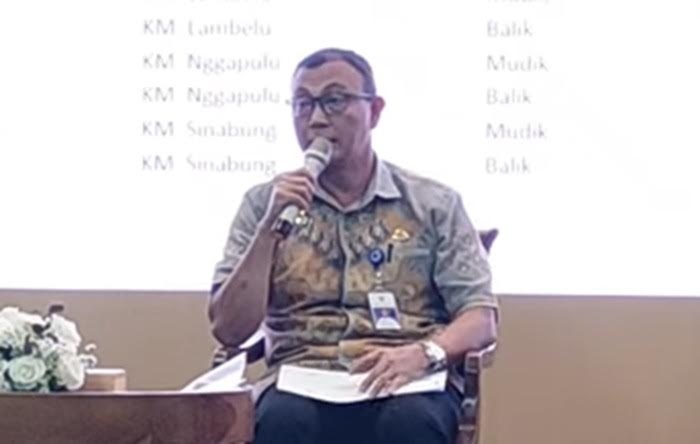 Direktur Lalu Lintas dan Angkutan Laut Kemenhub Hendri Ginting saat konferensi pers di Kementerian Perhubungan, Jakarta, Jumat 22 Maret 2024-Tangkapan Layar-