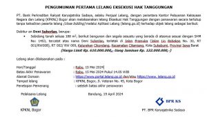 PENGUMUMAN PERTAMA LELANG EKSEKUSI HAK TANGGUNGAN