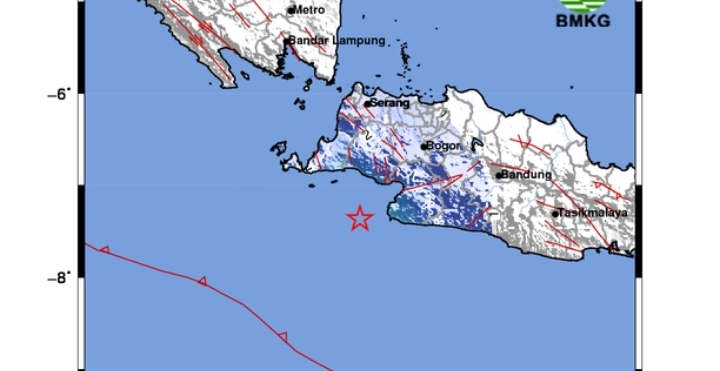 Gempa bumi dilaporkan mengguncang wilayah Sukabumi Selasa (16/04) 2024 pukul 10:18:22 WIB,