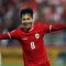 Witan Sulaeman berseelebrasi atas gol yang ia cetak ke gawang Jordania dalam pertandingan Piala Asia AFC U23 Group A di Abdullah Bin Khalifa Stadium, Doha, Minggu (21/4/ 2024). (AFP/KARIM JAAFAR)