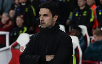 Reaksi manajer Arsenal asal Spanyol Mikel Arteta selama pertandingan sepak bola leg pertama perempat final Liga Champions UEFA antara Arsenal dan Bayern Munich di Stadion Arsenal, di London utara, pada 9 April 2024. (AFP/Ian Kington)
