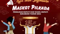 Komisi Pemilihan Umum (KPU) Kabupaten Sukabumi membuka sayembara pembuatan maskot dan jingle Pemilihan Bupati dan Wakil Bupati Sukabumi 2024.