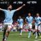 Pemain Manchester City Josko Gvardiol merayakan mencetak gol ketiga mereka di Premier League Fulham versus Manchester City di Craven Cottage, London, Britain (11/5/2024). (REUTERS/David Klein/pri)