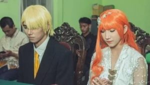 Penampakan Pasangan Wibu Menikah Sambil Cosplay Sanji dan Nami One Piece di KUA
