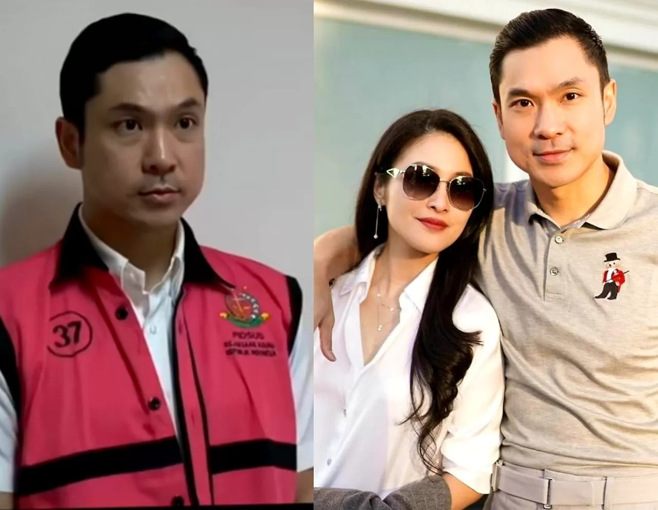 Harvey Moeis saat resmi tersangka mengenakan rompi tahanan (kiri). Saat ini sudah ada 22 nama jadi tersangka korupsi timah. (Nina Rialita.)