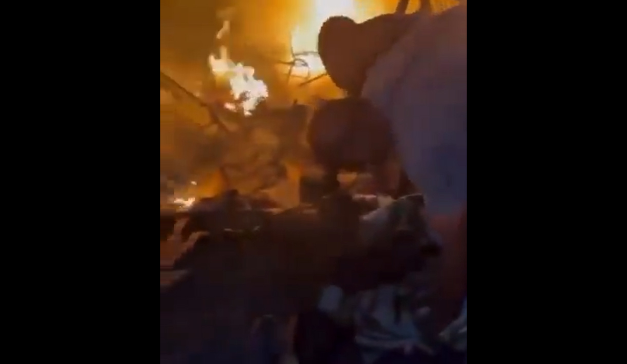 Israel bakar pengungsi Rafah hidup-hidup dan terlihat pengungsi yang selamat mencoba untuk melakukan evokuasi korban.-tangkapan layar X@Megatron_ron-