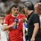 Pelatih Swiss Murat Yakin bersama Granit Xhaka pada laga Swiss vs Jerman di Frankfurt Arena, 23 Juni 2024. (AFP/Thomas Kienzle)