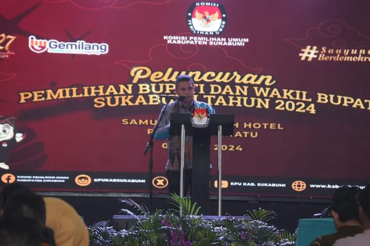 Komisi Pemilihan Umum (KPU) Kabupaten Sukabumi resmi meluncurkan pemilihan Bupati dan wakil Bupati Sukabumi tahun 2024 serta maskot pemilihan kepala daerah.