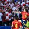 Gelandang Spanyol Fabian Ruiz (kanan) merayakan golnya yang turut memenangkan Spanyol dalam laga melawan Kroasia di Grup B Euro 2024 di Olympiastadion, Berlin, Sabtu (15/6/2024). (Christophe Simon)